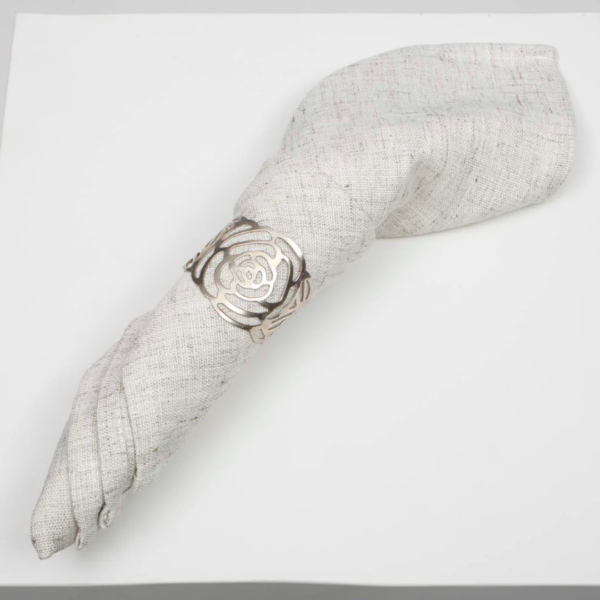 linennapkinivory withsilver rose napkin ring.webp linennapkinivory withsilver rose napkin ring.webp