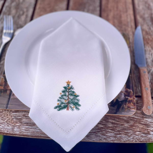 christmas tree linen dinner napkin festive holiday cheer