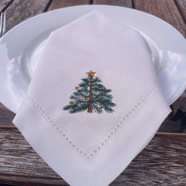 christmas tree linen dinner napkin festive holiday cheer