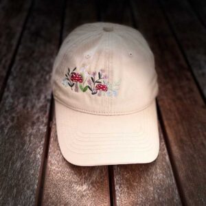 embroidered mushroom cotton baseball cap – soft unstructured fit