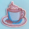 coffee embroidered patch – cute coffee lover iron on patch
