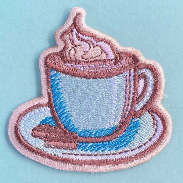 coffee embroidered patch – cute coffee lover iron on patch