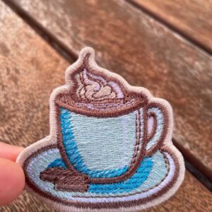 coffee embroidered patch – cute coffee lover iron on patch