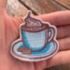 coffee embroidered patch – cute coffee lover iron on patch
