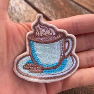 coffee embroidered patch – cute coffee lover iron on patch