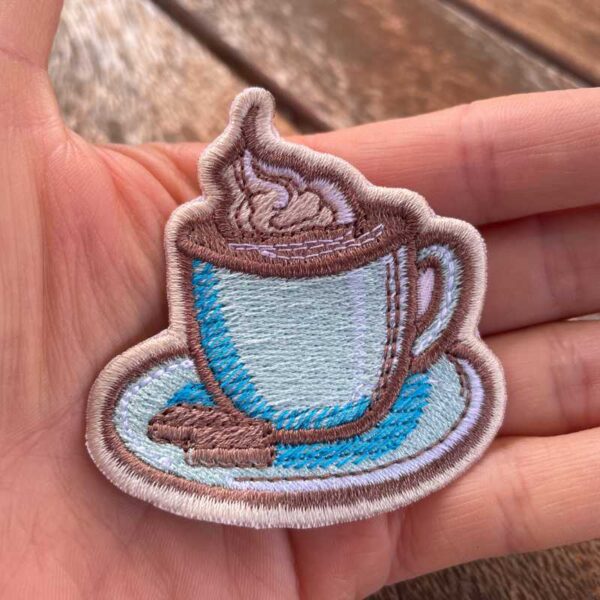 coffee embroidered patch – cute coffee lover iron on patch
