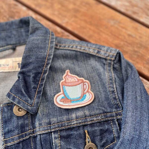 coffee embroidered patch – cute coffee lover iron on patch