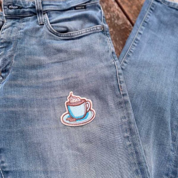 coffee embroidered patch – cute coffee lover iron on patch
