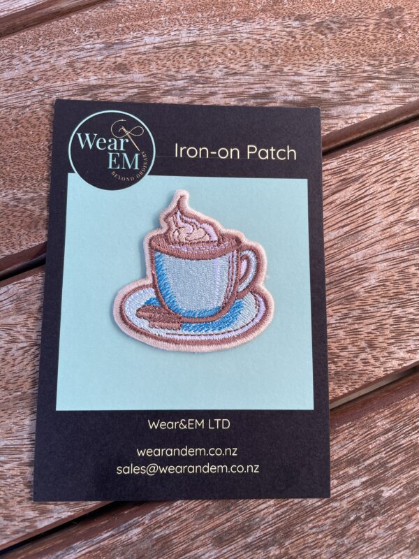 coffee embroidered patch – cute coffee lover iron on patch
