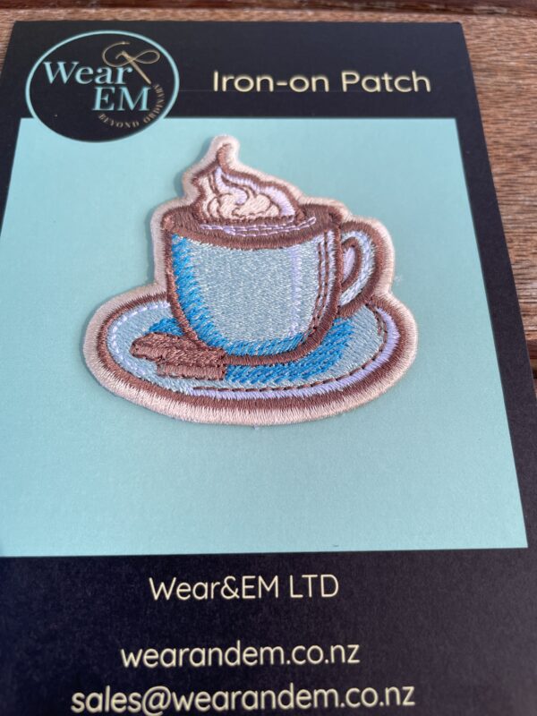 coffee embroidered patch – cute coffee lover iron on patch
