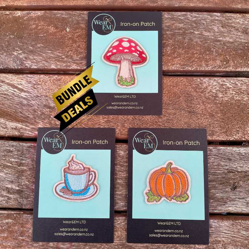 Home mix & match embroidered iron on patch bundle – choose any 3