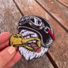 eagle face embroidered iron on patch – biker style jacket patch