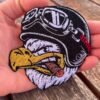 eagle face embroidered iron on patch – biker style jacket patch