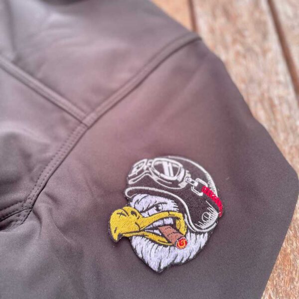 eagle face embroidered iron on patch – biker style jacket patch