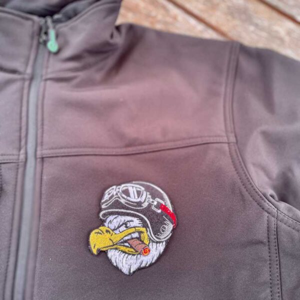 eagle face embroidered iron on patch – biker style jacket patch