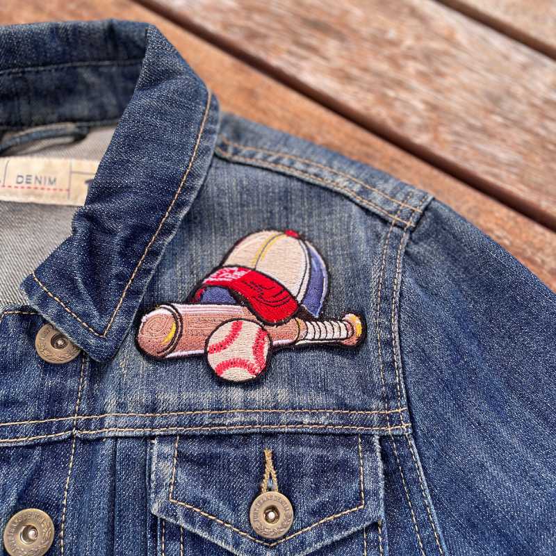 baseball bat ball and cap embroidered patch, iron on sports badge