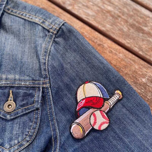 baseball bat ball and cap embroidered patch, iron on sports badge