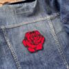 red rose embroidered iron on badge