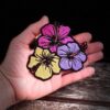 hawaiian floral embroidered iron on patch – tropical flower design hawaiian floral embroidered iron on patch – tropical flower design