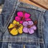 hawaiian floral embroidered iron on patch – tropical flower design hawaiian floral embroidered iron on patch – tropical flower design