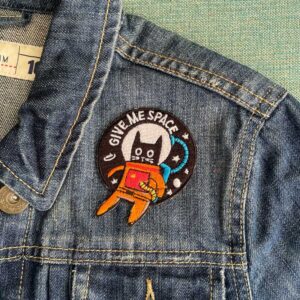 space cat embroidered patch, iron on applique for jacket backpack or gift