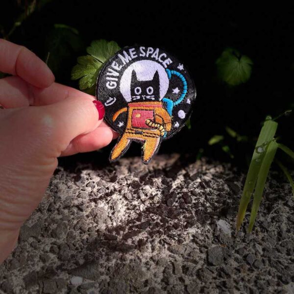 space cat embroidered patch, iron on applique for jacket backpack or gift