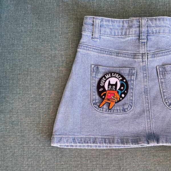 space cat embroidered patch, iron on applique for jacket backpack or gift