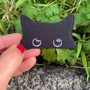 black cat pocket embroidered iron on patch for clothes jacket bag accessory