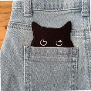 black cat pocket embroidered iron on patch for clothes jacket bag accessory
