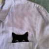 black cat pocket embroidered iron on patch for clothes jacket bag accessory