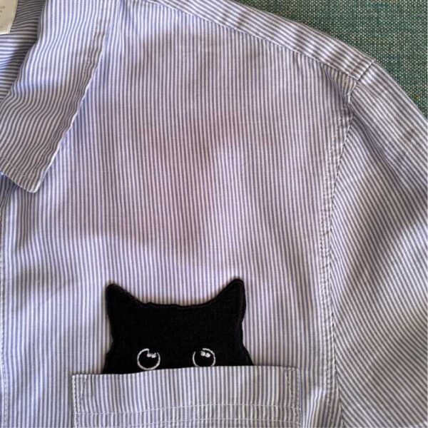 black cat pocket embroidered iron on patch for clothes jacket bag accessory