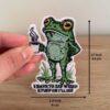 frog coffee embroidered patch, funny meme iron on applique for jacket or bag