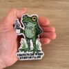 frog coffee embroidered patch, funny meme iron on applique for jacket or bag