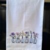 farmhouse flowers embroidered tea towel | 100% cotton flour sack kitchen towel