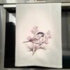birds and blooms chickadee embroidered tea towel | 100% cotton flour sack kitchen towel