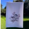 birds and blooms chickadee embroidered tea towel | 100% cotton flour sack kitchen towel