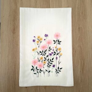 wildflower embroidered tea towel | 100% cotton flour sack kitchen towel