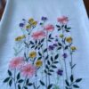 wildflower embroidered tea towel | 100% cotton flour sack kitchen towel wildflower embroidered tea towel | 100% cotton flour sack kitchen towel