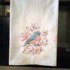 embroidered bluebird tea towel | 100% cotton flour sack kitchen towel
